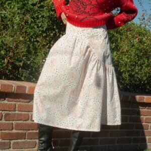 Maeve Midi Skirt - Rose Dot White - PLUS SIZES